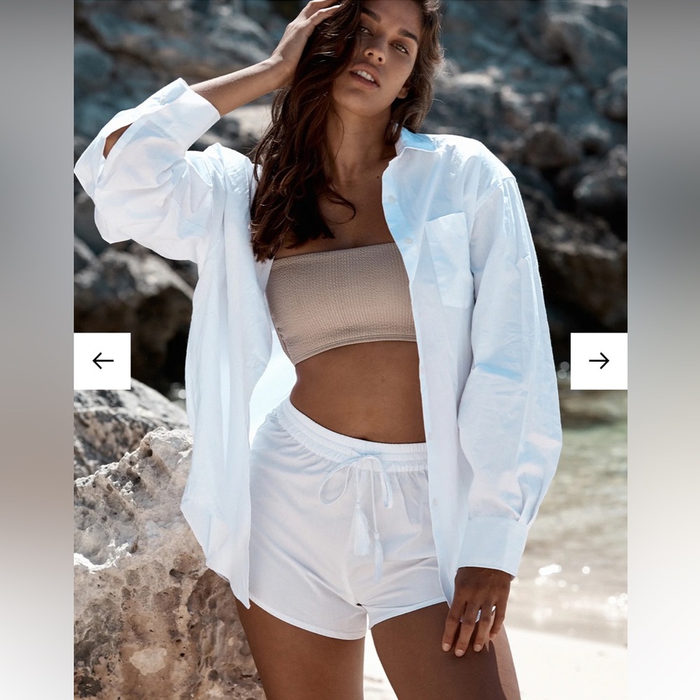 monday swimwear la jolla white cotton bikini cover up shorts size (P) XS NEW - Picture 11 of 11